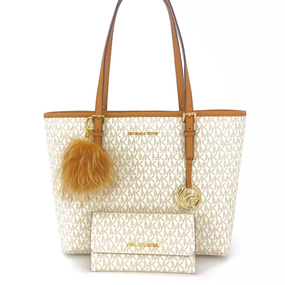 3PCS Michael Kors MD Carryall Tote Wallet Charms